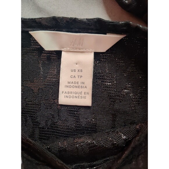 Women's H&M Puff Sleeve Jacquard Top XS Black - Picture 8 of 9